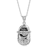 14K White Gold Diamond Shoe Pendant w/ 18 Chain