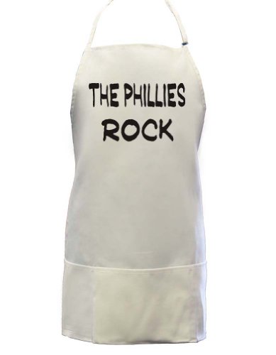 The Phillies Rock Full Length Apron with Pockets WHITE