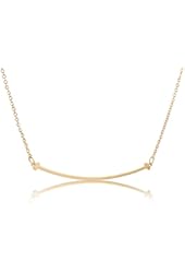 Huan XUN Bar Necklace High Polished Stainless Steel Curved Pendant Necklace 16"