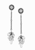 .925 Sterling Silver Delightful Love Bunch Dangle Earrings w/White CZs