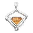 14K White Gold Fancy Cut Citrine and Diamond Pendant