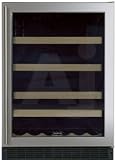 Marvel Chateau Collection 6SBAREBBO 24 Dual Zone Beverage and Wine Refrigerator with 14-Bottle Capacity, 114-Canned Beverage Capacity, 1 Glide-Out Rack, 2 Glide-Out Shelves, 1 Wine Cradle and Electronic Controls w/ Sentry System: Black Cabinet and Requires Full Overlay Panel