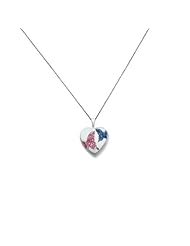 Sterling Silver 16mm Enameled Butterfly Heart Locket