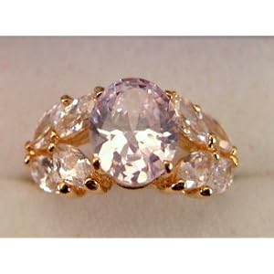 CLASSIC OVAL CUT 8 CTW DIAMOND CZ GOLD COCKTAIL RING