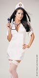 White Nurse Mini Dress Sexy Lingerie Plus Size Adult Halloween Costume Naughty Skimpy Medical Outfit