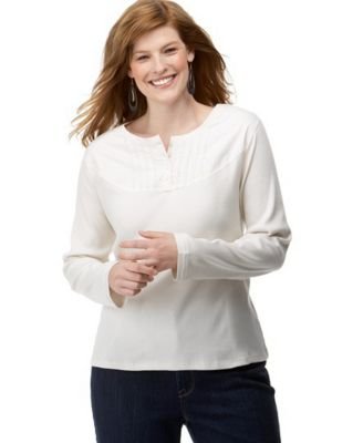Click here to buy Style&co. Plus Size Henley Top with Woven Yoke by Style&co..