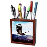 Renderly Yours Eagles - Eagle Soaring Over Purple Mountains Majesty - Tile Pen Holders-5 inch tile pen holder