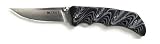 Columbia River Clip Point Folder Knife With Black/Gray Linen Micarta Handle Md: 7450.