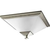IMAGE OF Progress Lighting P3852-09 2-Light Close-To-Ceiling with Square Etched Glass, Brushed Nickel