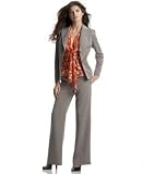 Kasper Herringbone Pant Suit with Printed Silk Blouse