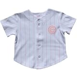 Chicago Cubs Pink Pinstripe Infant / Toddler Button Down Replica Jersey by Majestic Athletic