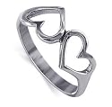 Emotional Twin Heart Sterling Silver Love Ring