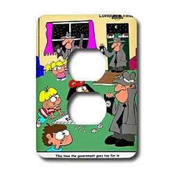 Londons Times Funny Society Cartoons - Goverment Breaks Up Monopoly. Abuse - Light Switch Covers - 2 plug outlet cover