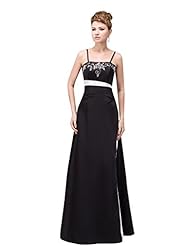 Satin Floor Length Sheath Lace Spaghetti Strap Natural   Waistline Prom Dress 