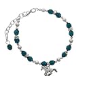 Running Horse Navy Czech Glass Beaded Charm Bracelet [Jewelry]
