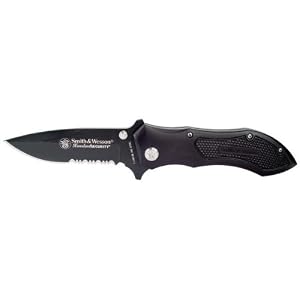 Smith and Wesson CK2BS Homeland Security Serrated Drop Point Knife, Black by 