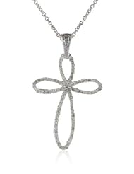 Sterling Silver Diamond Cross Pendant Necklace (1/4 cttw, I-J Color, I2-13 Clarity ), 18"