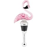 LS Arts Tiki Pink Flamingo Wine Bottle Glass Art Topper Stopper