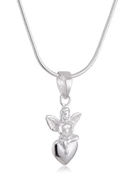 VINANI brand Germany 925 Sterling Silver Women Pendant Angel on Heart shiny with Snake Chain Necklace AEH-S
