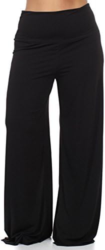 Fashiondio Women's Plus Size Casual Palazzo Pants, BLACK SOLID, XL
