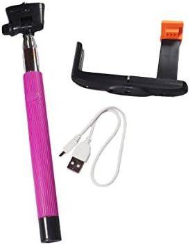 Wireless, High Quality Selfie Stick RB4K Bluetooth Wireless Monopod for Mobile Phone with Remote Shutter Button on Stick, Extendable Length and Adjustable Phone Holder (Pink)