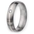 Brushed Titanium and 1/10ct. Diamond Ring (6.0 mm) With Wood Box - Sizes 8-12