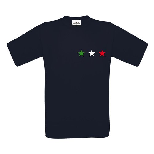 Italia T-Shirt – Drei Sterne klein in Grün-Weiß-Rot – S M L XL XXL XXXL – Textil navy / Größe XXL