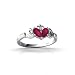 14K White Gold Genuine Pear Ruby and Diamond Celtic Claddagh Ring