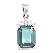 14K White Gold Aquamarine and Diamond Pendant