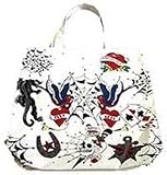 Tattoo Art Tote Bag Skull Spiderweb Heart Mother Horse Shoe True Love Swallow Dice Poker Cards Nautical Star