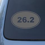 26.2 MARATHON RUNNING EURO OVAL - Vinyl Car Decal Sticker #1765 | Vinyl Color: Silver