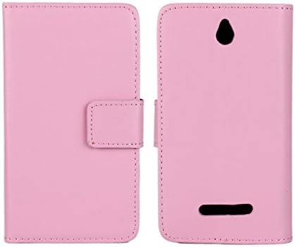 RASK Pink Wallet PU Leather Case Flip Back Cover Built-in Card Slots &amp; Stand for Sony Xperia E Dual C1605 C1604 Xperia E C1505 C1504