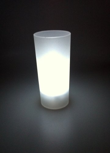 3x LED Kerzen Teelichter mit Licht-Glas WEISS flackernd