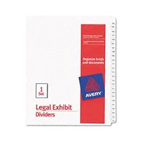 Allstate-Style Legal Side Tab Dividers, 25-Tab, 101-125, Letter, White, 25/Set