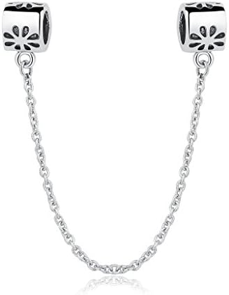 Fine Silver Flower Daisy Safety Chain Discount Seed Beads Charm For 3mm Brand Bracelet BS204