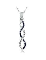 Sapphire and Diamond Twist Pendant in Sterling Silver (.65cttw)
