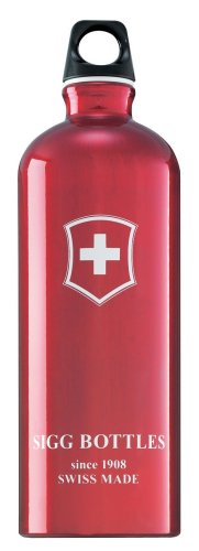 Sigg Lifestyle Loop Top Water Bottle (1.0-Liters, Swiss Cross, Red Transparent)