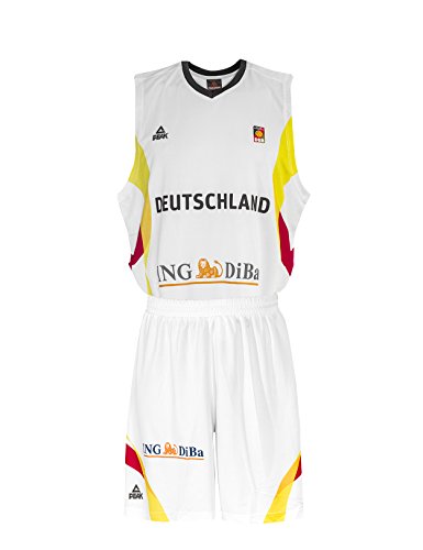 PEAK Sport Europe Herren Basketball Trikotset Deutschland, Weiß, XS, G-DBB141-M