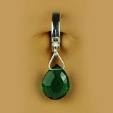 TUMMYTOYS NAVEL BELLY RING SILVER & EMERALD SIMULATED