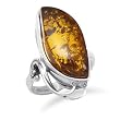 Green Amber Ring with Cut Out Design