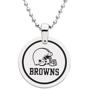 Stainless Steel 28.00MM Cleveland Browns Team Name & Logo Disc W/chain