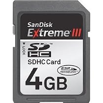 SanDisk 4 GB Extreme III SDHC Card (SDSDRX3-4096-A21, Retail Package)