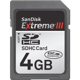 SanDisk 4 GB Extreme III SDHC Card (SDSDRX3-4096-A21, Retail Package)