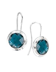 925 Sterling Silver High-Polish Finish Round Faceted London Blue Topaz Earrings