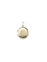 14K Yellow Cremation and Hair Locket w/ Diamond Center 3/4 inch x 3/4 inch Solid 14K Yellow Gold