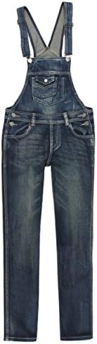 Chendvol Women's Denim Bib Overall (Small, Dark Blue)