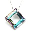 A Stunning 30mm Crystal Square Ring On A 20" Diamond Cut Rope Chain By The Olivia Collection