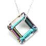 A Stunning 30mm Crystal Square Ring On A 20" Diamond Cut Rope Chain By The Olivia Collection