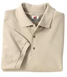 NEW Hanes Stedman - 7-Ounce Pique Knit Sport Shirt Natural-S