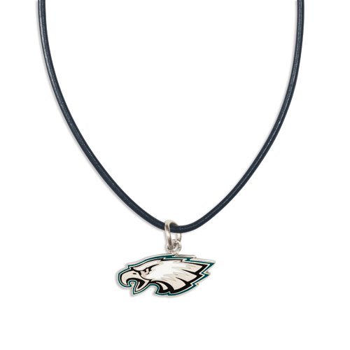 Philadelphia Eagles Leather Cord Necklace and Enameled Pendant NFL Football Sports Team Logo